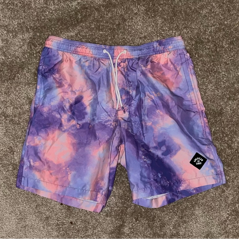 American Eagle Tie Dye Swim Trunks